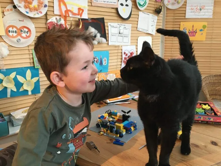 Child with cat