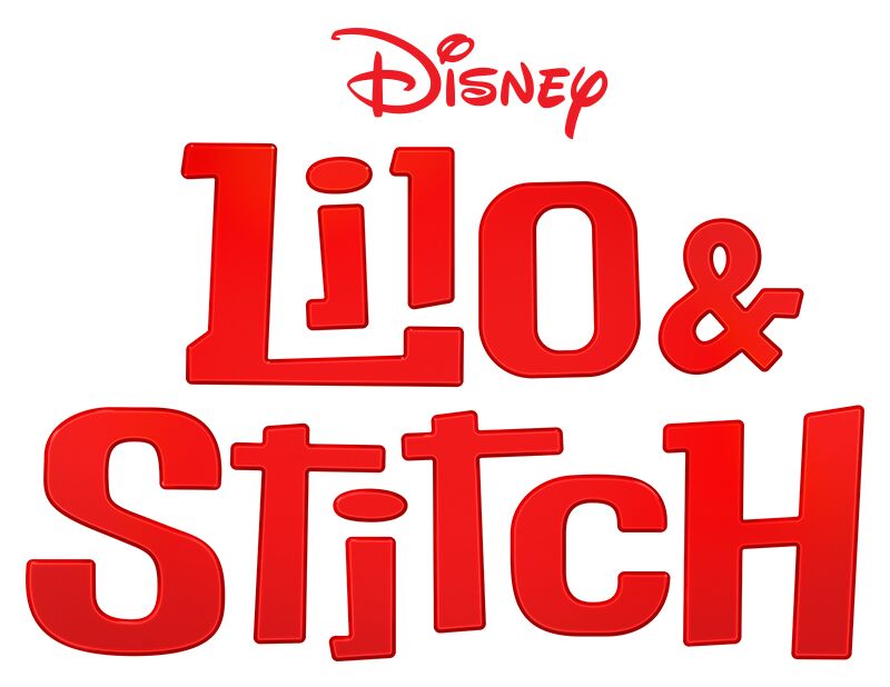 The Disney logo and the title Lilo & Stitch are shown in bold, playful red letters on a white background.