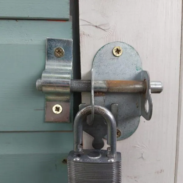 A padlock on a shed for rabbits